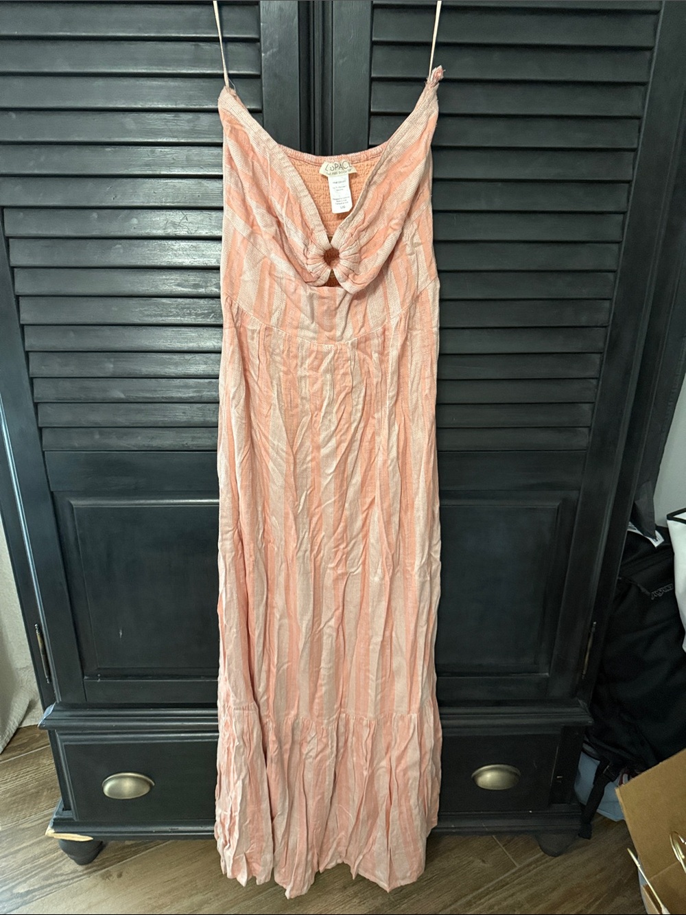l*space Peach Striped Maxi Dress with Front Ring